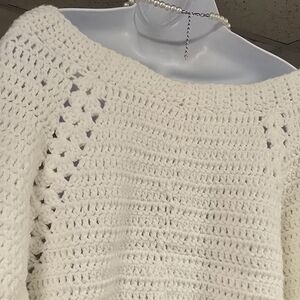 Elegant White Handmade Crochet Sweater